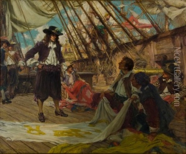Samuel Pepys On Board Ship, May 13th Oil Painting - Arthur David Mccormick