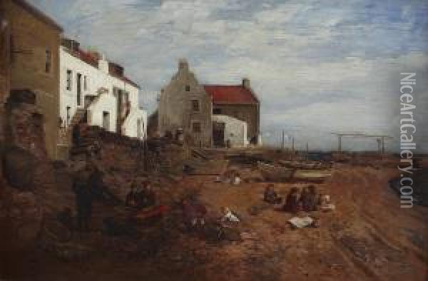 On The Beach, Buckhaven Oil Painting - Robert Noble