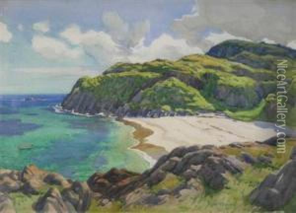 A Sandy Bay In The North Of Scotland Oil Painting - Robert Houston