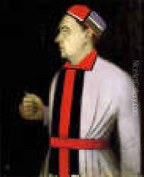 Portrait Of A Man (N N Punin) Oil Painting - Kazimir Severinovich Malevich