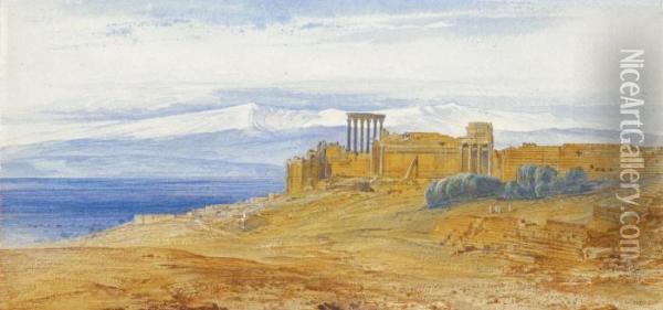 Baalbek, Lebanon Oil Painting - Edward Lear