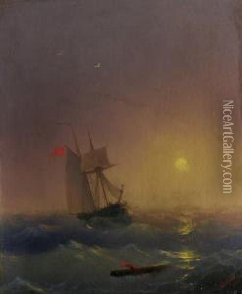 Segelboot Auf Sturmischer See Oil Painting - Ivan Konstantinovich Aivazovsky