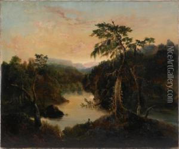 Catskill Landscape With Osprey Oil Painting - Thomas Cole