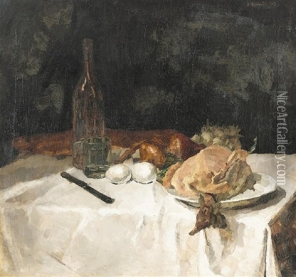 Lukullisches Stillleben Oil Painting - Hermann Goebel