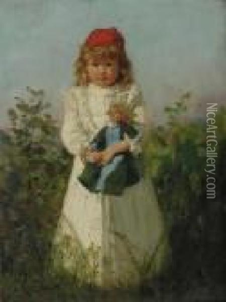 Young Girl With Doll Oil Painting - Lawrence Carmichael Earle