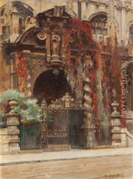 The Porch, The University Church Of St Mary The Virgin, Oxford Oil Painting - William Logsdail