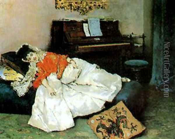 Reading Oil Painting - Raimundo de Madrazo y Garreta
