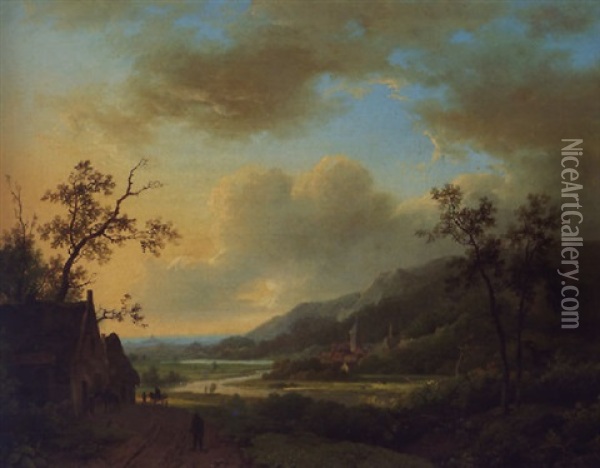 Een Bergachtig Landschap Oil Painting - Marinus Adrianus Koekkoek