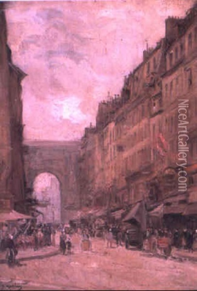 La Rue Saint-denis, Paris Oil Painting - Gustave Madelain