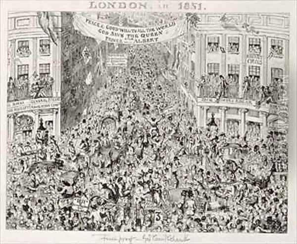 Piccadilly during the Great Exhibition Oil Painting - George Cruikshank I