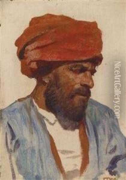 Portrait Of An Oriental Oil Painting - Leopold Carl Muller