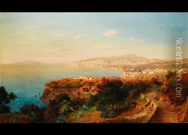 Blick Auf Die Bucht Von Capri Oil Painting - Fritz Bamberger