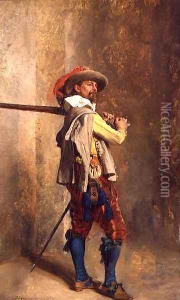 Musketer Oil Painting - Jean-Louis-Ernest Meissonier