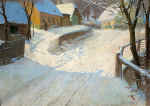 Ein Sonniger Wintertag Oil Painting - Robert Scheffer