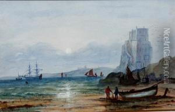 Moonlight Over Lindisfarne Oil Painting - John Francis Branegan