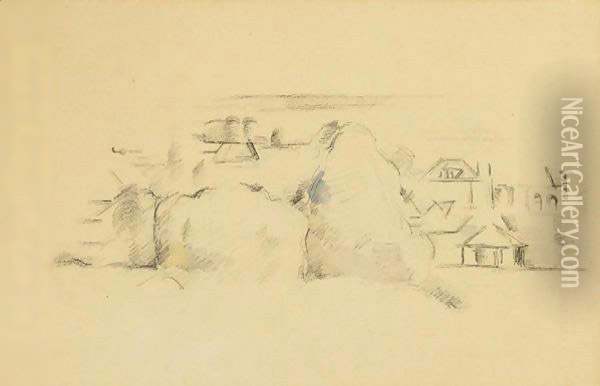 Paysage Avec Meules Oil Painting - Paul Cezanne