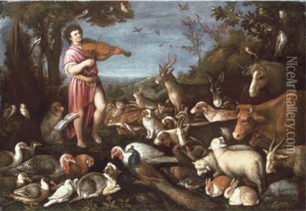 Orpheus Charming The Animals Oil Painting - Leandro da Ponte Bassano