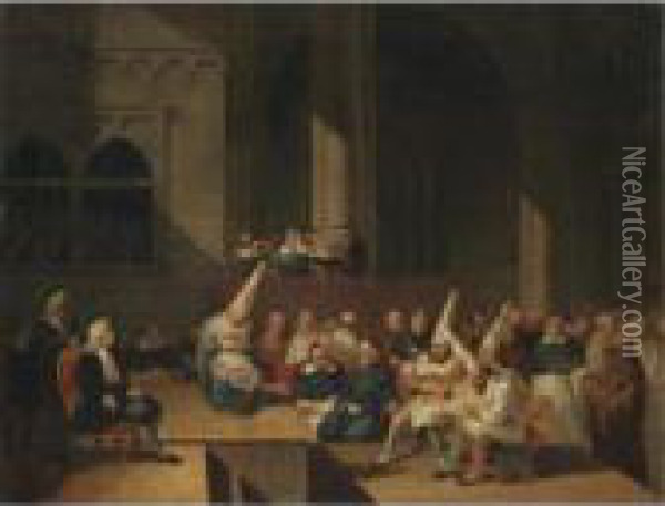 A Church Interior With An Auto Da Fe Oil Painting - Francisco De Goya y Lucientes