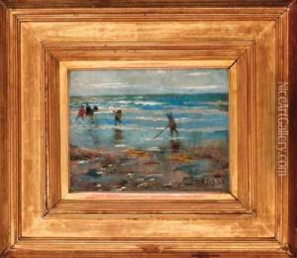 Children On A Beach Oil Painting - James Elder Christie