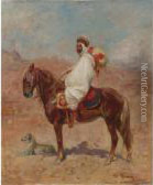Arab Horseman With Hound Oil Painting - Henri Julien Rousseau