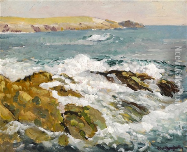 Waves On A Rocky Coast Oil Painting - Paul Dougherty