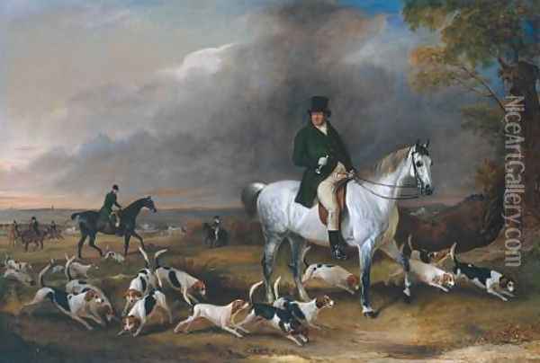 John Burgess of Clipstone, Nottinghamshire, on a Favourite Horse, with his Harriers Oil Painting - John Snr Ferneley