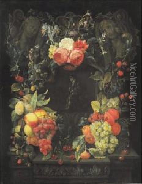 Natura Morta Con Fiori E Frutta Oil Painting - Joris Van Son