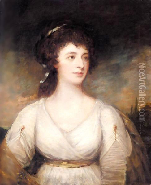 Portrait Of Frances Louisa Long Oil Painting - George Romney