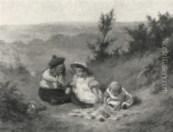 Picnicking Oil Painting - Edwin Thomas Roberts
