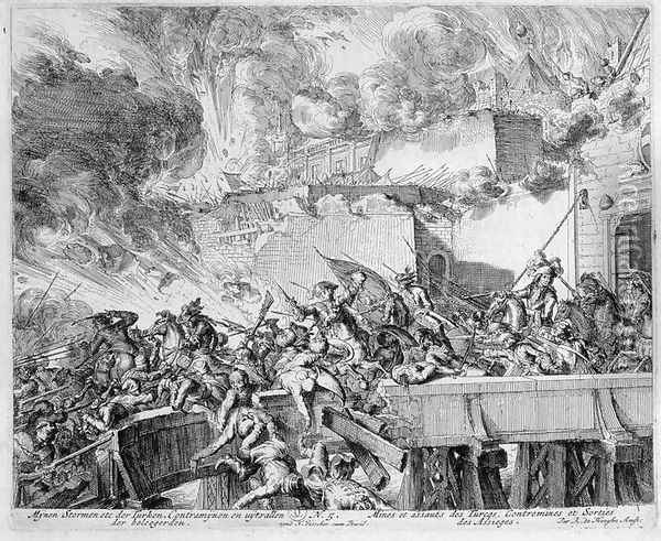 Vienna Print Cycle Explosion of a Mine and Countermine Raid on the Turks Oil Painting - Romeyn de Hooghe