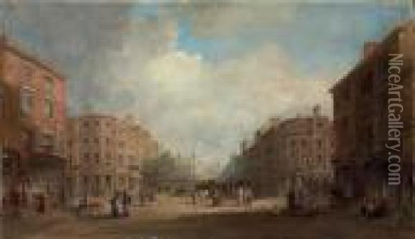 A Proposed Scheme For A New Street, Newcastle Oil Painting - John Wilson Carmichael