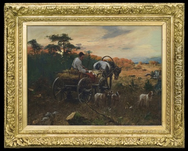 Back From The Hunt Oil Painting - Michael Gorstkin-Wywiorski
