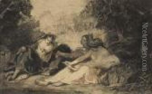 Trois Femmes Dans Un Paysage Oil Painting - Narcisse-Virgile D Az De La Pena