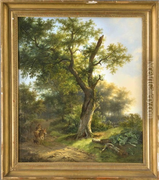 Waldlandschaft Mit Bauer Auf Einem Pfad Oil Painting - Barend Cornelis Koekkoek