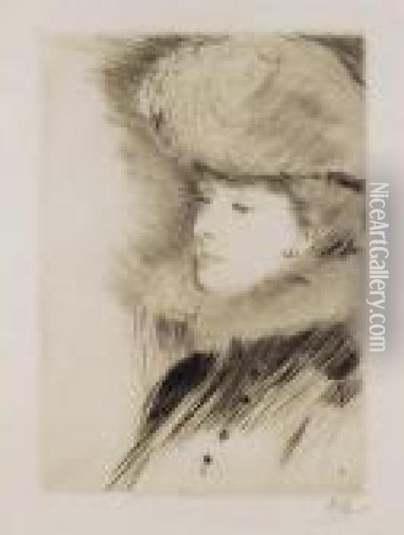 (lady In Fur Hat) Oil Painting - Paul Cesar Helleu