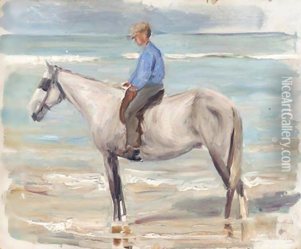 Reitender Knabe Am Meer (Boy Riding By The Sea) Oil Painting - Max Liebermann