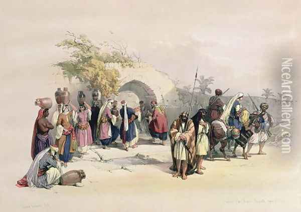 Fountain of the Virgin, Nazareth, April 21st 1839, plate 29 from Volume I of The Holy Land, engraved by Louis Haghe 1806-85 pub. 1842 Oil Painting - David Roberts