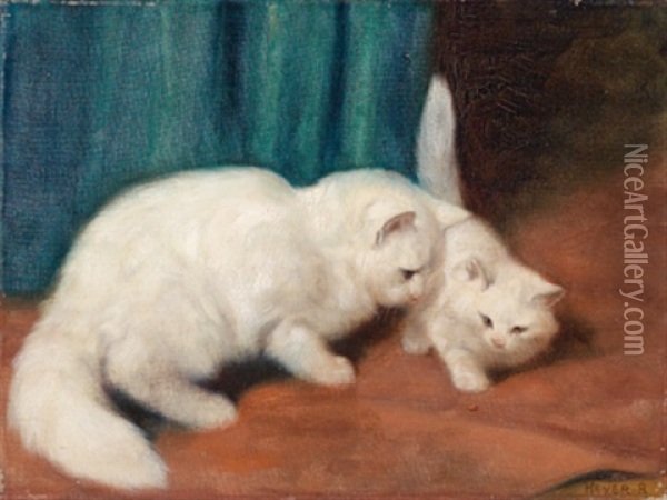 Zwei Katzchen Mit Kafer Oil Painting - Arthur Heyer