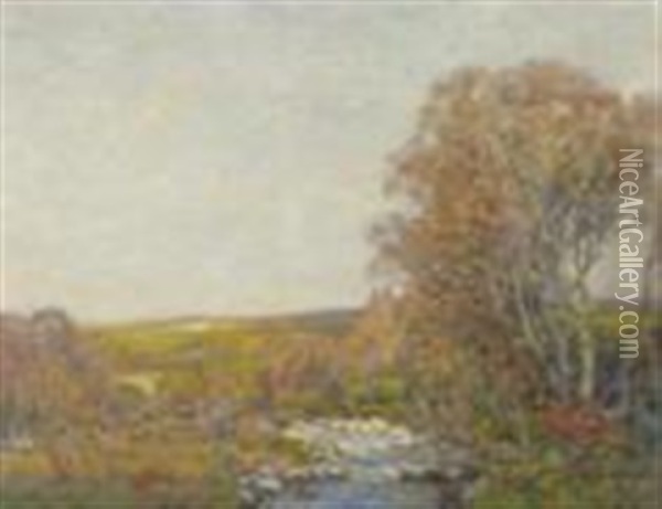 Dales River Landscape At Twilight Oil Painting - George Graham