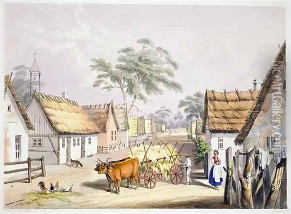 A village of German settlers near Adelaide Oil Painting - George French Angas