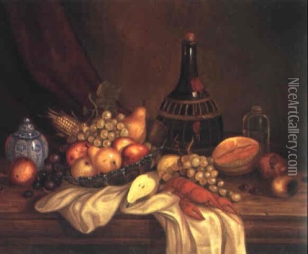 Fruktstilleben Oil Painting - August Jernberg