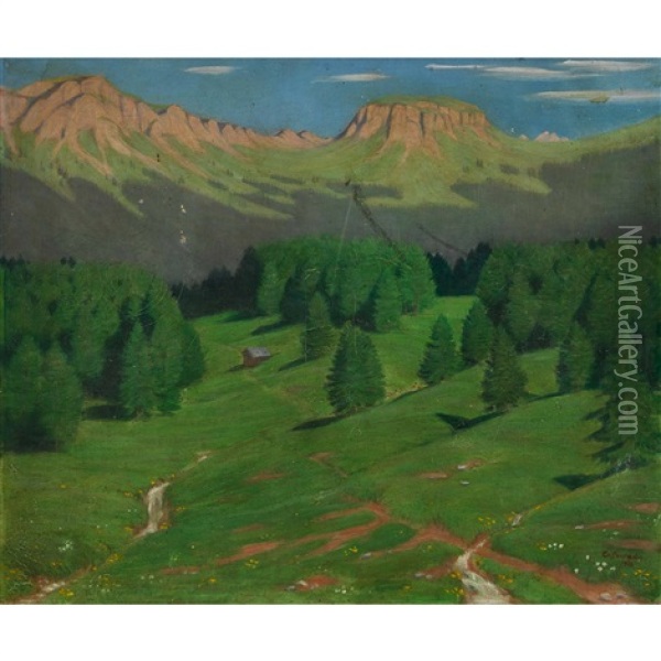 Larchenwald Oil Painting - Christian Friedrich Conradin