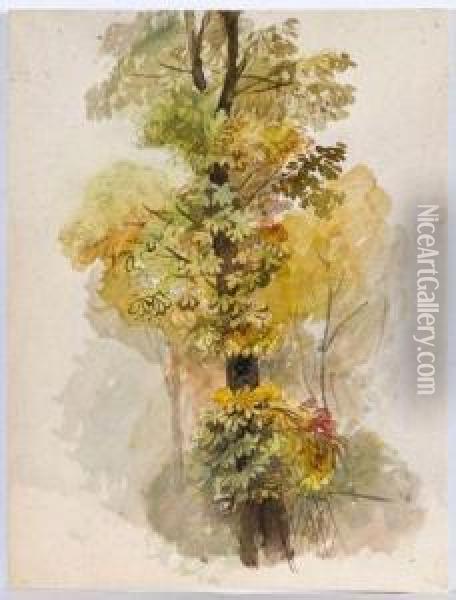 Etude D'arbre (recto Et Verso) Oil Painting - Leon Louis Riesener
