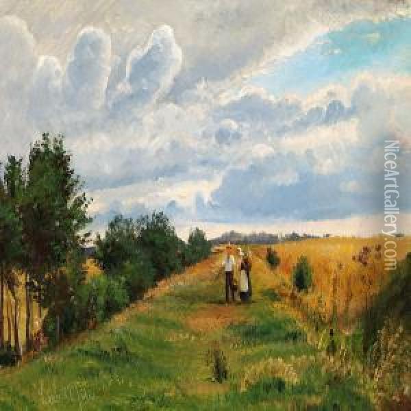 Homeward Bound After A Long Day's Work In The Field Oil Painting - P. C. Skovgaard
