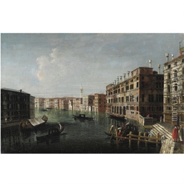 Veduta Del Canal Grande (+ Venezia, La Piazzetta Verso San Giorgio; Pair) Oil Painting - Michele Marieschi