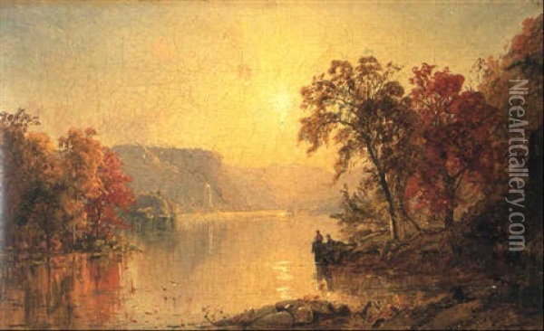 Sunset On The River Oil Painting - Jasper Francis Cropsey