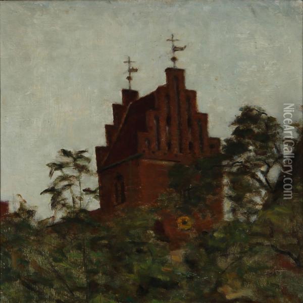 Naestved Church, Denmark Oil Painting - Svend Hammershoi