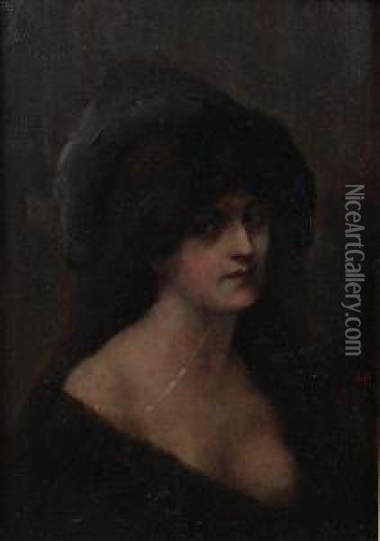 Portrait De Femme Oil Painting - H. Rondel