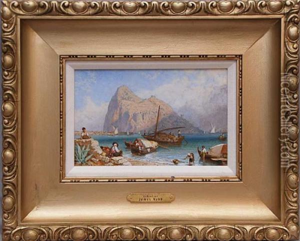 View Of Gibraltar Oil Painting - James Webb