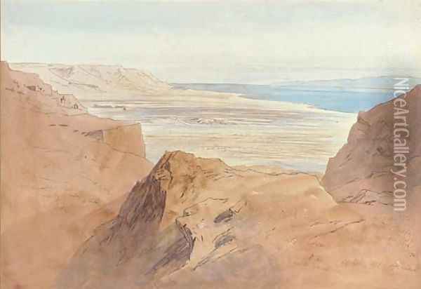 Ain Gedi and the Dead Sea, Israel Oil Painting - Edward Lear